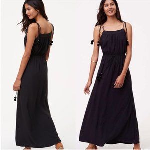 Ann Taylor loft black maci pom pom maxi dress XS